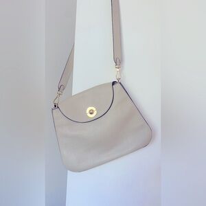 Italian leather crossbody beige with gold hardware